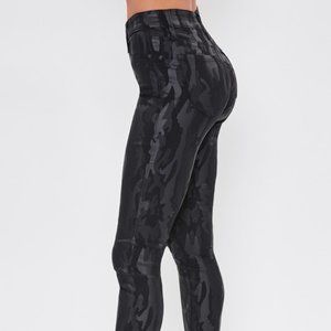 Black Camo Print Coated Jeans